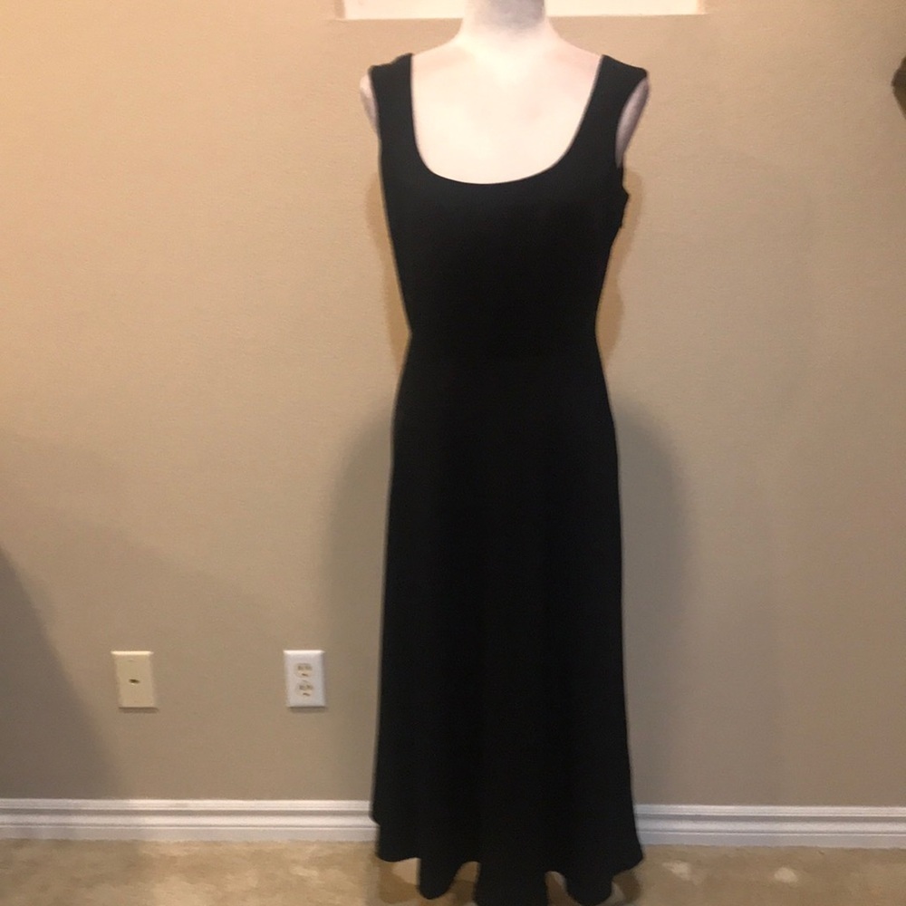 Ralph Lauren Black Square Tank Neckline Fit & Flare Lined Ankle Length Dress-10